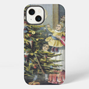 Vintage Christmas, Victorian Family Around Tree iPhone Case