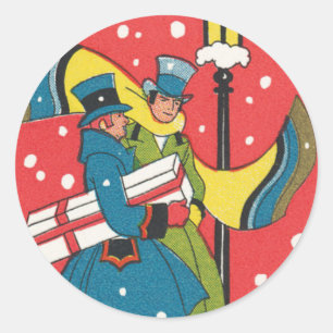 Vintage Christmas, Victorian Family Classic Round Sticker