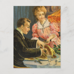 Vintage Christmas, Victorian Family Dinner Holiday Postcard