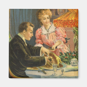 Vintage Christmas, Victorian Family Dinner Magnet