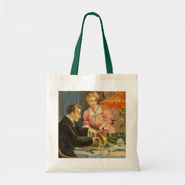 Vintage Christmas, Victorian Family Dinner Tote Bag (Front)
