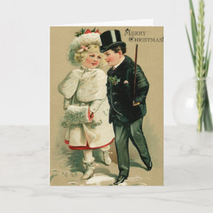 Vintage Christmas Victorian Greeting Card