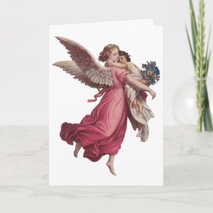 Vintage Christmas, Victorian Guardian Angel Holiday Card