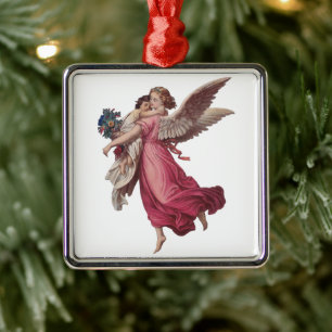 Vintage Christmas, Victorian Guardian Angel Metal Tree Decoration