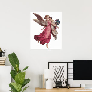 Vintage Christmas, Victorian Guardian Angel Poster