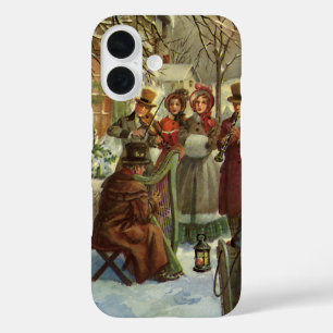 Vintage Christmas, Victorian Musicians Caroling iPhone 16 Case