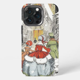 Vintage Christmas Victorian People Going to Church iPhone Case