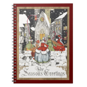 Vintage Christmas Victorian People Going to Church Notebook