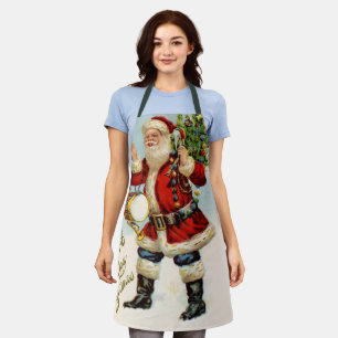 Vintage Christmas, Victorian Santa Claus Balloons Apron