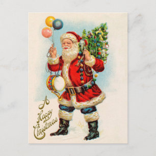 Vintage Christmas, Victorian Santa Claus Balloons Holiday Postcard