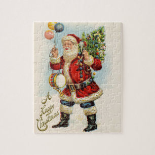 Vintage Christmas, Victorian Santa Claus Balloons Jigsaw Puzzle