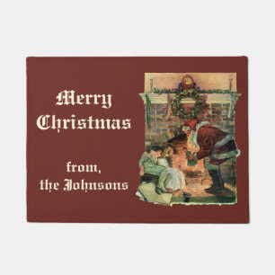 Vintage Christmas, Victorian Santa Claus Children Doormat