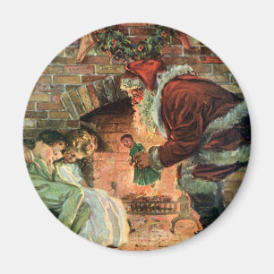 Vintage Christmas, Victorian Santa Claus Children Magnet