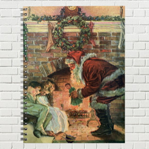 Vintage Christmas, Victorian Santa Claus Children Notebook