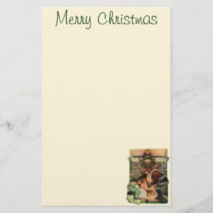 Vintage Christmas, Victorian Santa Claus Children Stationery