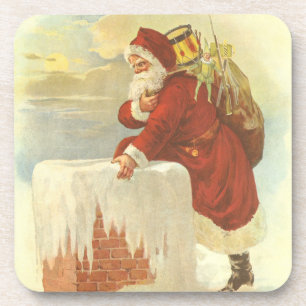 Vintage Christmas Victorian Santa Claus in Chimney Coaster