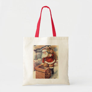 Vintage Christmas Victorian Santa Claus in Chimney Tote Bag