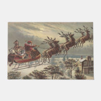Vintage Christmas, Victorian Santa Claus in Sleigh
