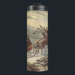 Vintage Christmas, Victorian Santa Claus in Sleigh Thermal Tumbler<br><div class="desc">Vintage illustration Victorian Merry Christmas holiday design featuring Santa Claus in his sleigh with his reindeer delivering toys on Christmas Eve. Saint Nicholas flying through the sky over a town with houses in the light of the moon. By Thomas Nast.</div>
