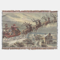 Vintage Christmas, Victorian Santa Claus in Sleigh