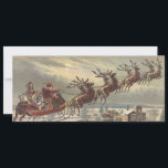Vintage Christmas Victorian Santa Claus Invitation<br><div class="desc">Vintage illustration Victorian Merry Christmas holiday design featuring Santa Claus in his sleigh with his reindeer delivering toys on Christmas Eve. Saint Nicholas flying through the sky over a town with houses in the light of the moon. By Thomas Nast.</div>