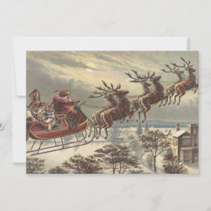 Vintage Christmas Victorian Santa Claus Invitation