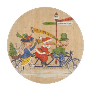 Vintage Christmas, Victorian Santa Claus on Bike Cutting Board