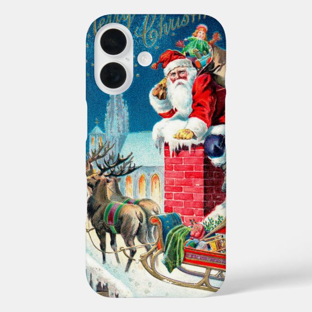 Vintage Christmas Victorian Santa Claus on Chimney Case-Mate iPhone Case (Back)