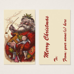 Vintage Christmas, Victorian Santa Claus Pipe Toys