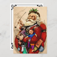 Vintage Christmas, Victorian Santa Claus Pipe Toys