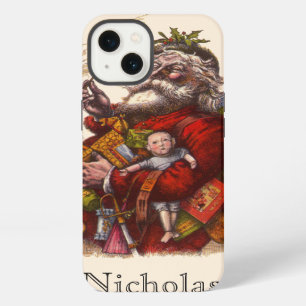 Vintage Christmas, Victorian Santa Claus Pipe Toys iPhone 13 Case