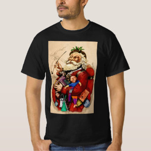Vintage Christmas, Victorian Santa Claus Pipe Toys T-Shirt