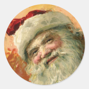 Vintage Christmas, Victorian Santa Claus Portrait Classic Round Sticker