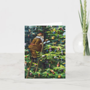 Vintage Christmas, Victorian Santa Claus Thank You Card