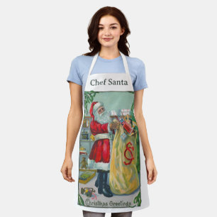 Vintage Christmas, Victorian Santa Claus with Toys Apron