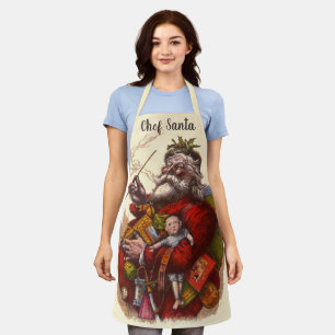 Vintage Christmas, Victorian Santa Claus With Toys Apron