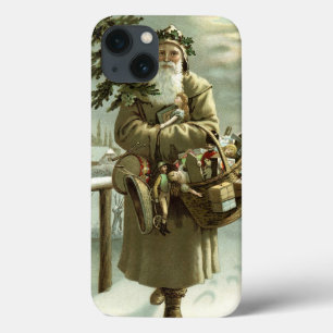 Vintage Christmas, Victorian Santa Claus with Toys iPhone 13 Case