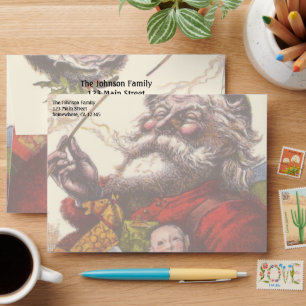 Vintage Christmas, Victorian Santa Claus With Toys Envelope