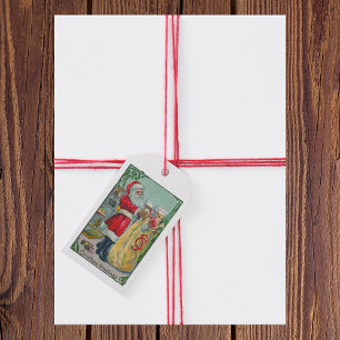 Vintage Christmas, Victorian Santa Claus with Toys Gift Tags