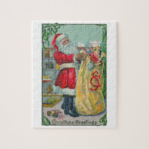 Vintage Christmas, Victorian Santa Claus with Toys Jigsaw Puzzle