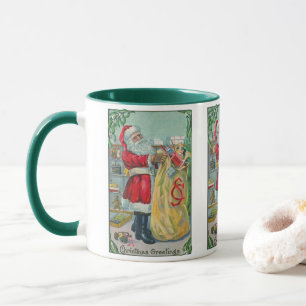 Vintage Christmas, Victorian Santa Claus with Toys Mug