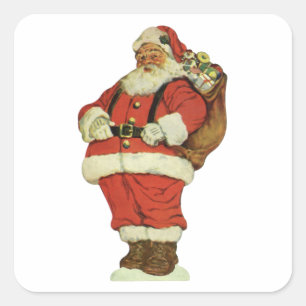Vintage Christmas, Victorian Santa Claus with Toys Square Sticker