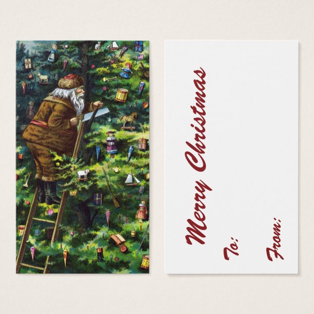 Vintage Christmas, Victorian Santa Claus with Tree (Front & Back)