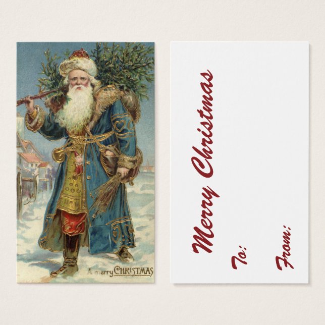 Vintage Christmas, Victorian Santa Claus with Tree (Front & Back)