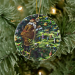 Vintage Christmas, Victorian Santa Claus with Tree Ceramic Tree Decoration<br><div class="desc">Vintage illustration Merry Christmas holiday design featuring a page from the book Santa Claus and His Works. Published by McLoughlin Brothers in 1889. The story tells of Santa's work making toys for all the good little boys and girls around the world. This Victorian Era image shows old jolly Saint Nicholas...</div>