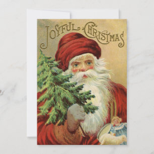 Vintage Christmas, Victorian Santa Claus with Tree Invitation