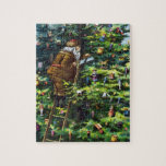 Vintage Christmas, Victorian Santa Claus with Tree Jigsaw Puzzle<br><div class="desc">Vintage illustration Merry Christmas holiday design featuring a page from the book Santa Claus and His Works. Published by McLoughlin Brothers in 1889. The story tells of Santa's work making toys for all the good little boys and girls around the world. This Victorian Era image shows old jolly Saint Nicholas...</div>