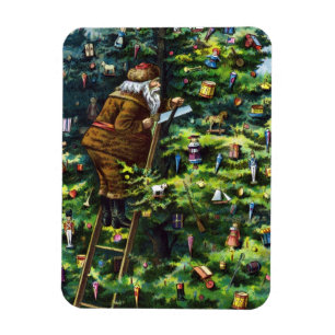 Vintage Christmas, Victorian Santa Claus with Tree Magnet