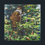 Vintage Christmas, Victorian Santa Claus with Tree Magnet<br><div class="desc">Vintage illustration Merry Christmas holiday design featuring a page from the book Santa Claus and His Works. Published by McLoughlin Brothers in 1889. The story tells of Santa's work making toys for all the good little boys and girls around the world. This Victorian Era image shows old jolly Saint Nicholas...</div>