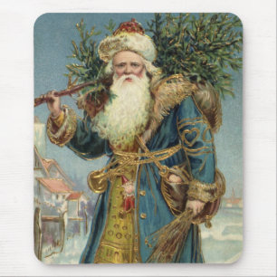 Vintage Christmas, Victorian Santa Claus with Tree Mouse Pad